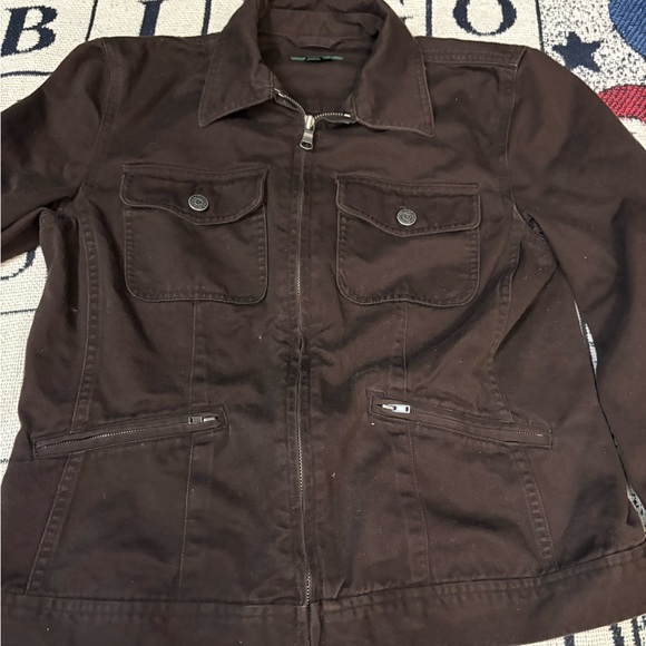 Ralph Lauren Brown Zip-Up Jacket Womens Medium 100% Cotton - Picture 2 of 4